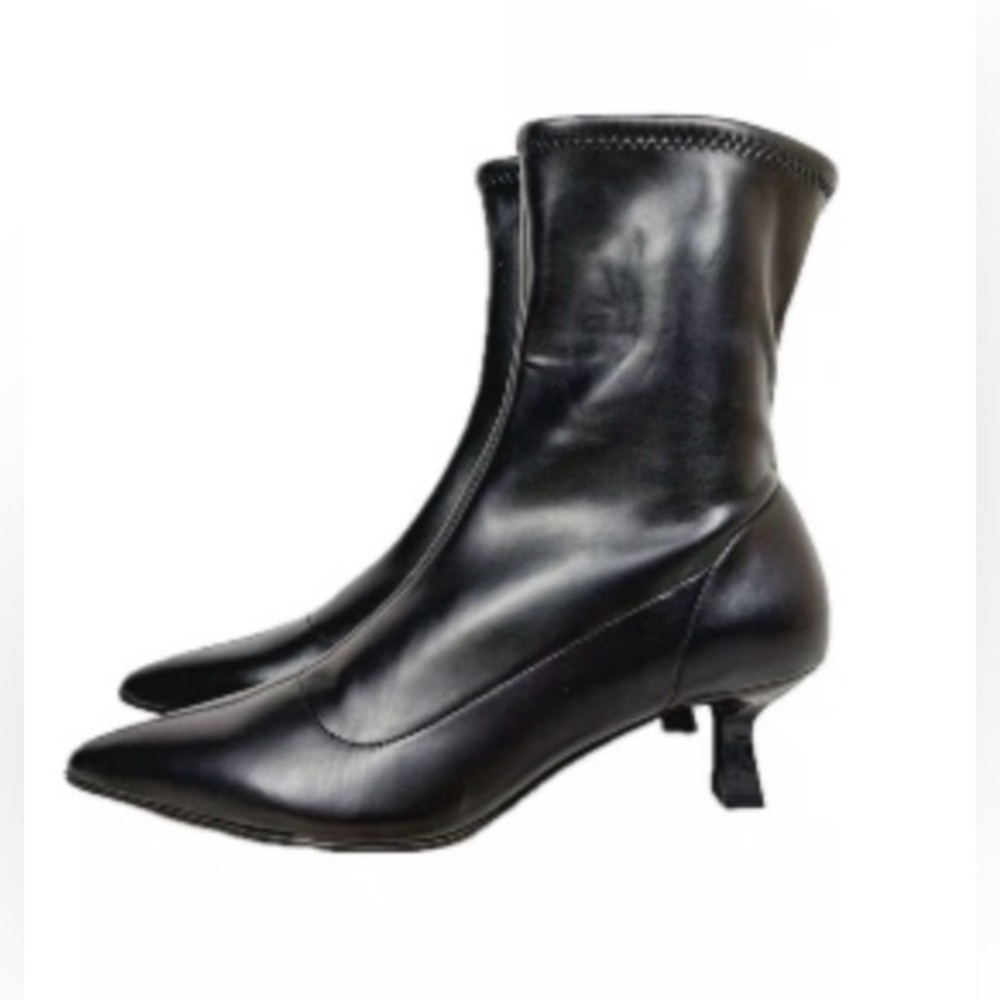 Abound Black Faux Leather Pointed Kitten Toe Boots Size 8.5